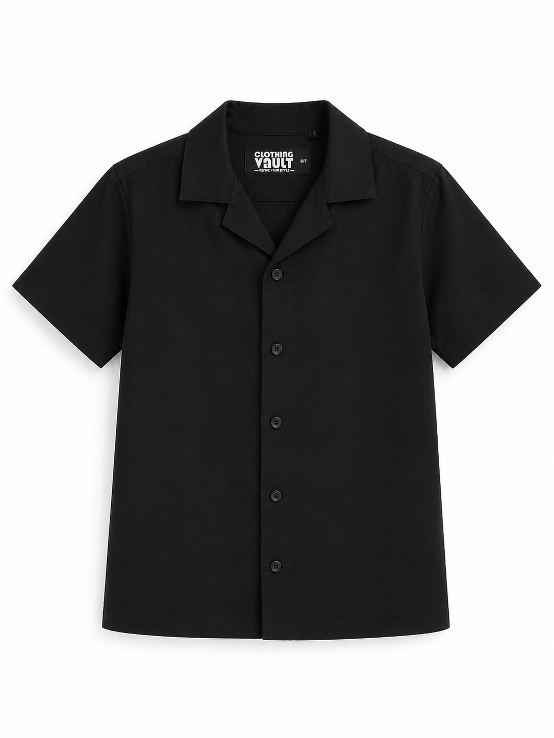 Kids Boys Premium Cuban Collar Shirt – Black