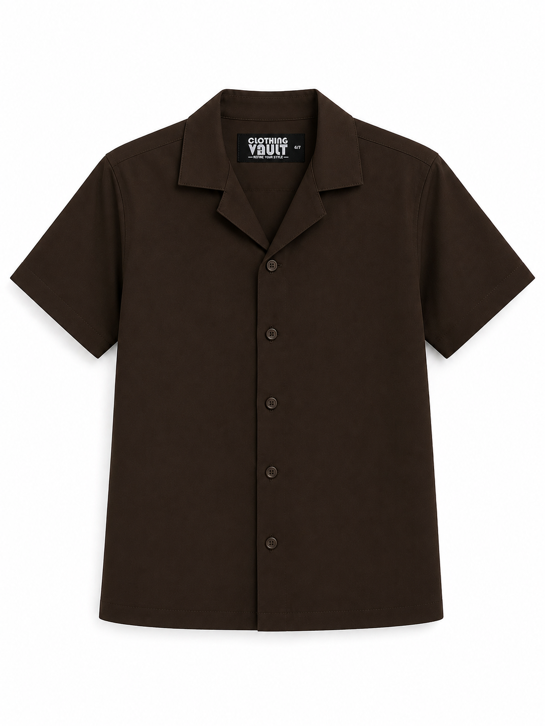 Kids Boys Premium Cuban Collar Shirt –  Brown
