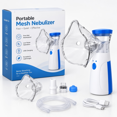 Portable Mesh Nebulizer for Adults & Kids – Rechargeable Handheld Nebulizer Machine with Masks & Accessories