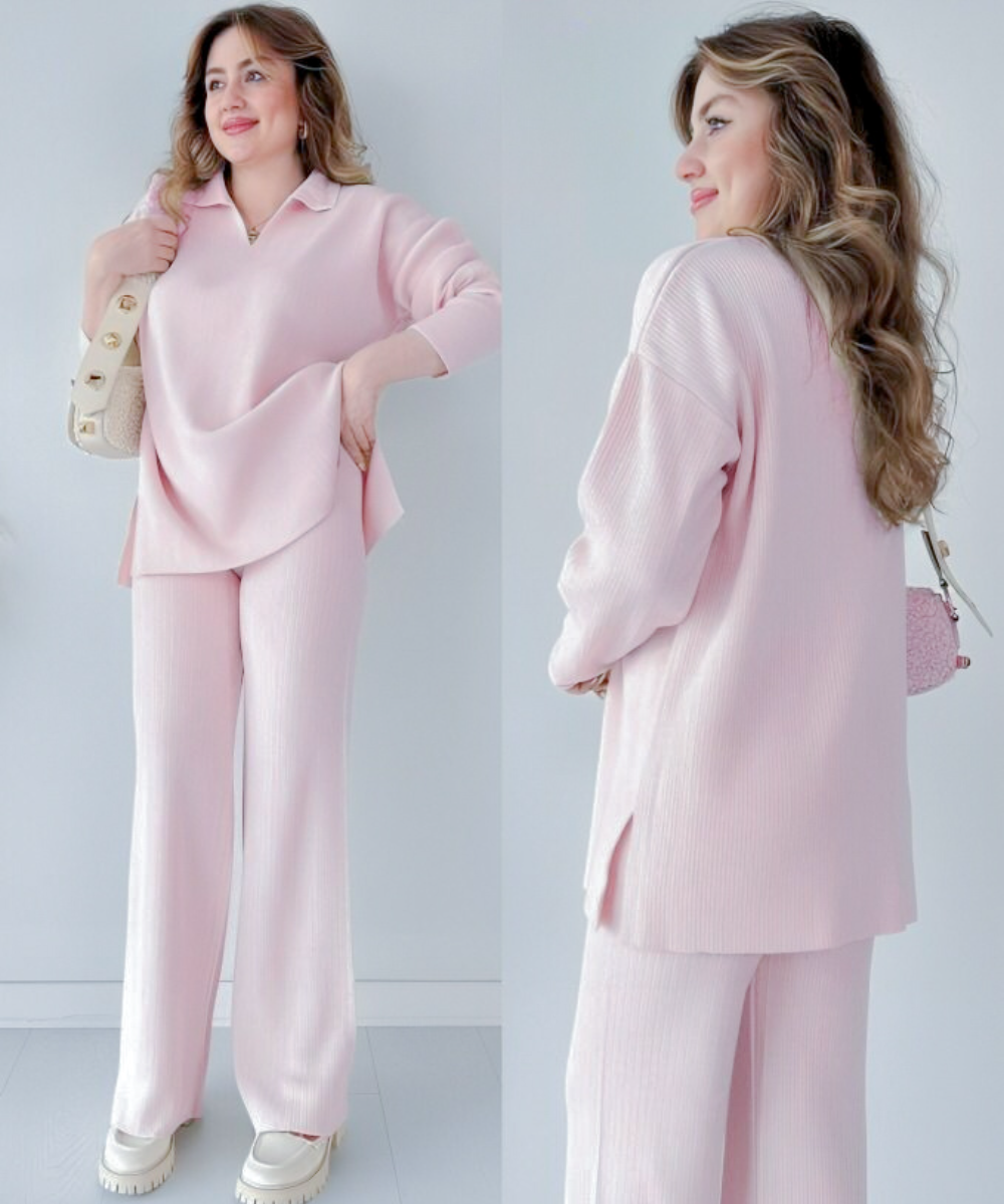 Women's Two Piece Sets Casual Loose Knitted Long Sleeve Sweater + Wide Leg Pants