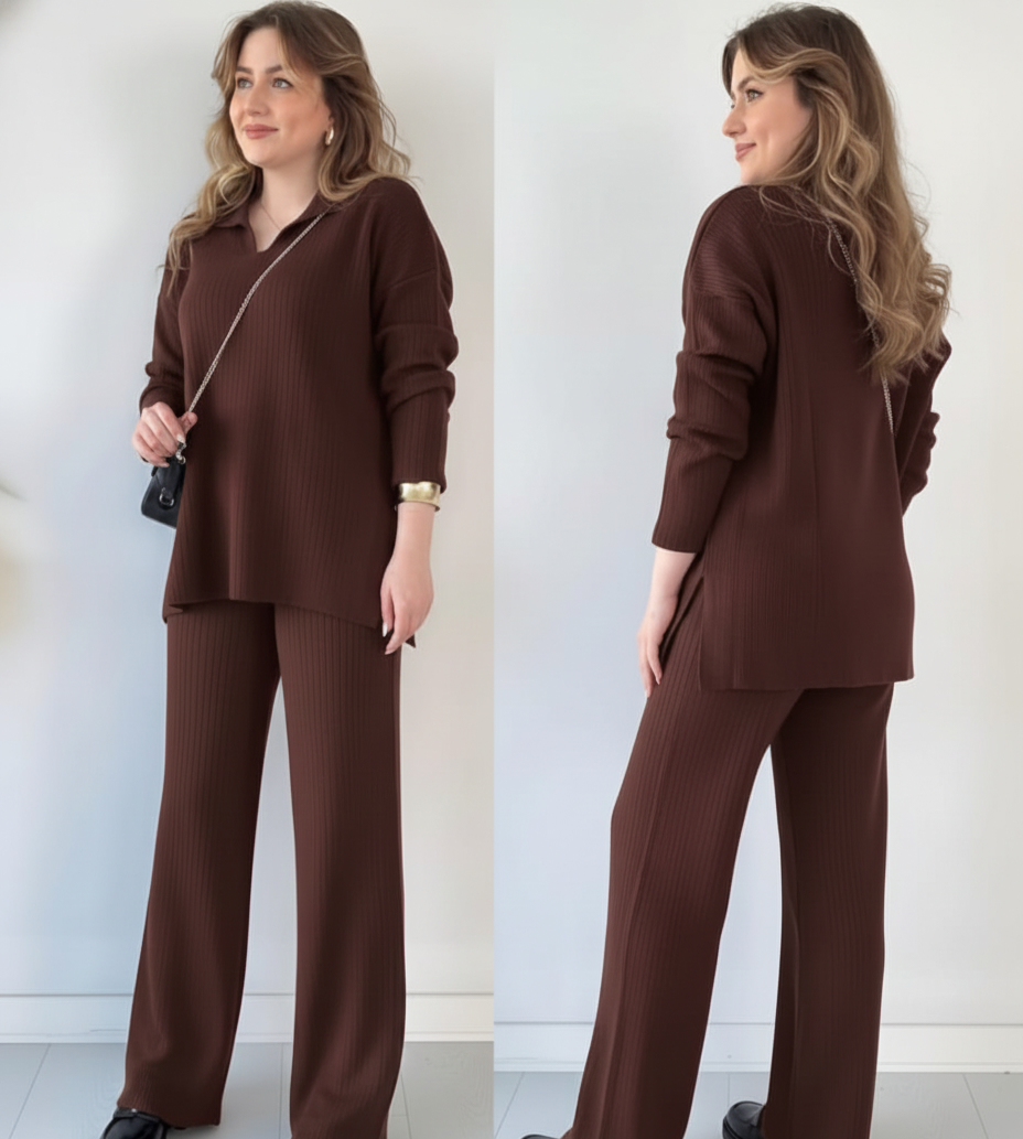 Women's Two Piece Sets Casual Loose Knitted Long Sleeve Sweater + Wide Leg Pants