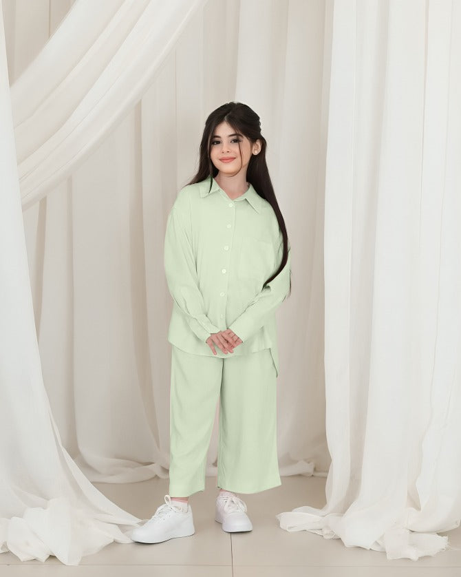 Front Button Girl Two Pieces Co Ord Set