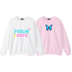 Pack of 2 Feelin Cute/Butterfly  Printed Women Sweatshirts