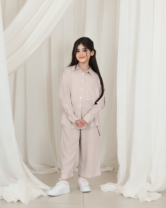 Front Button Girl Two Pieces Co Ord Set