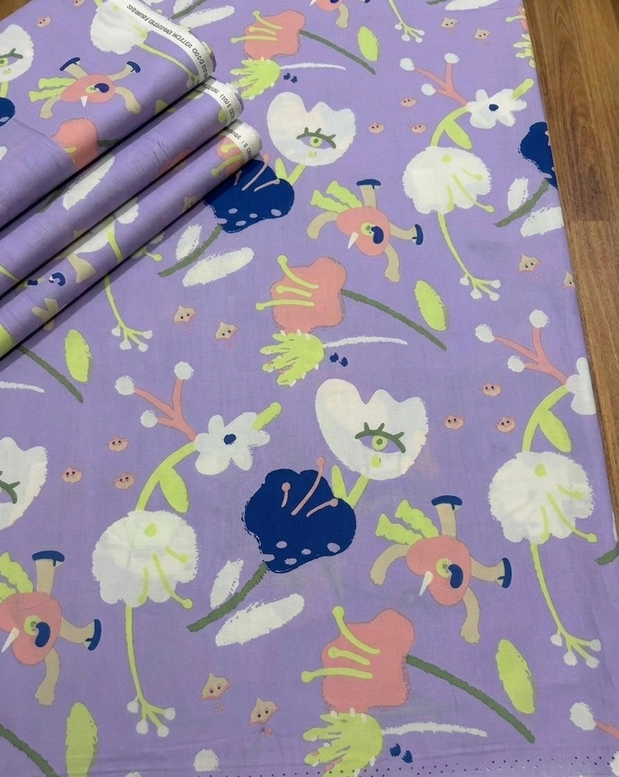 Artistic floral Print 2 pcs Unstitched Linen