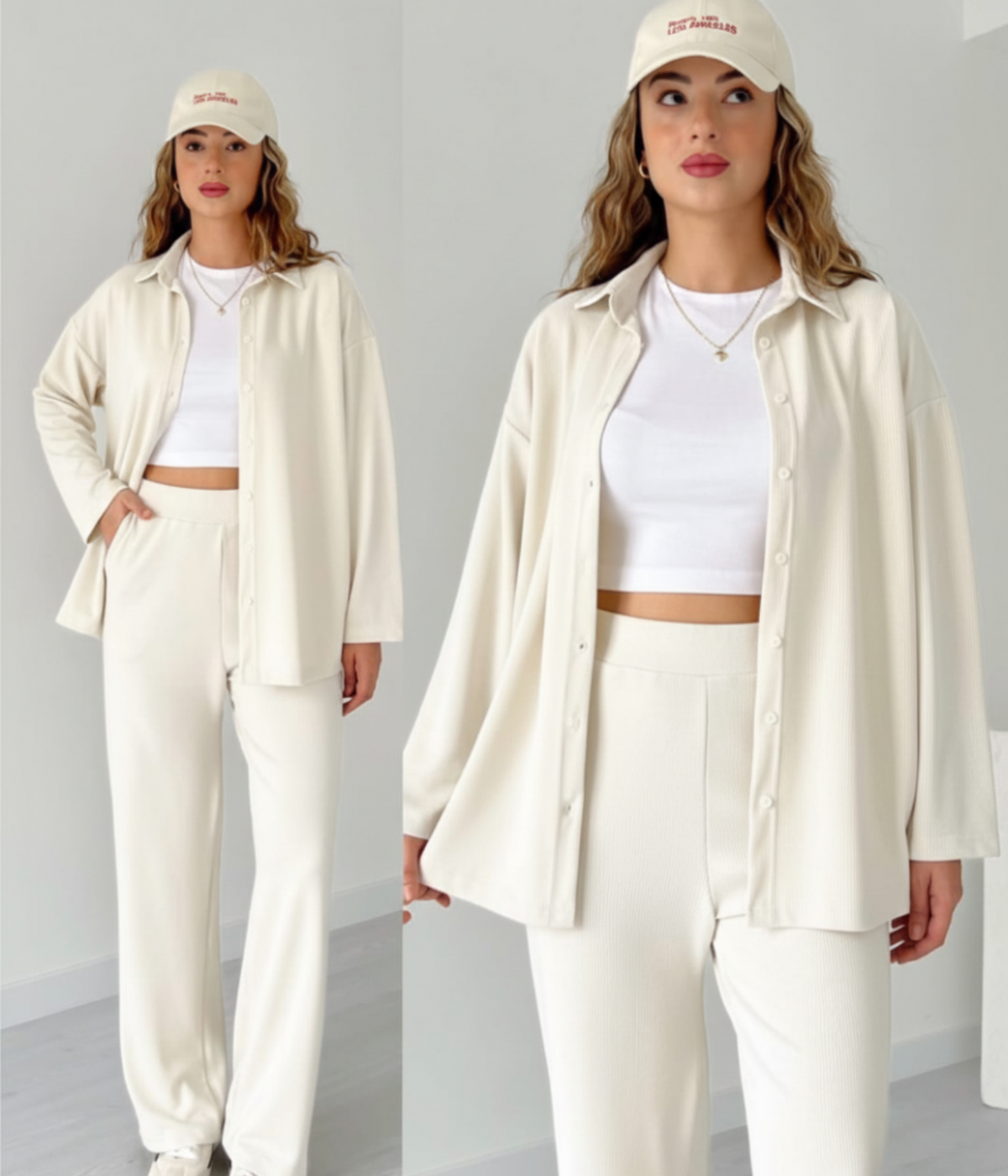 Front Button Women Two Pieces Co Ord Set