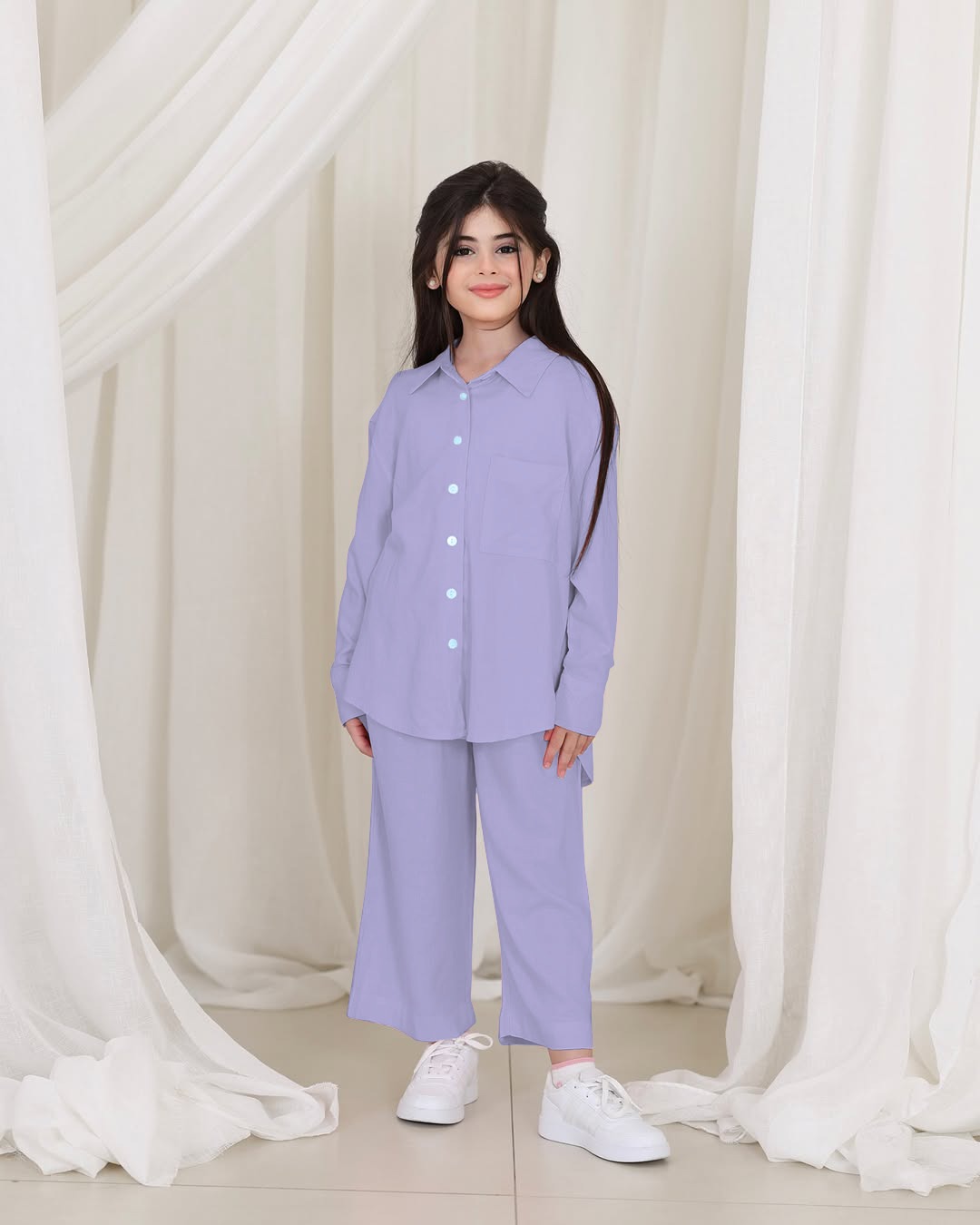 Front Button Girl Two Pieces Co Ord Set