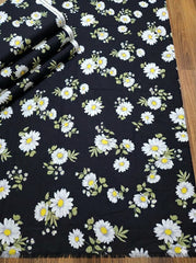 Black Daisy Print 2 pcs Unstitched Linen