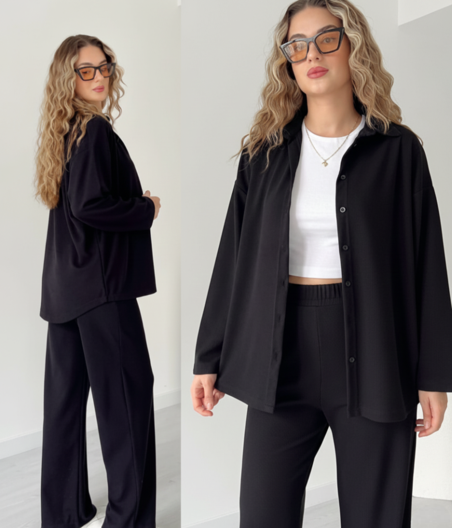 Front Button Women Two Pieces Co Ord Set