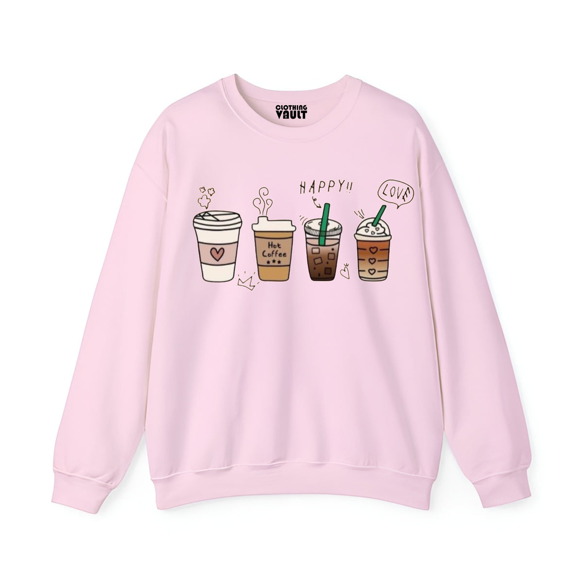Drink Coffee Printed Women Sweatshirt-Pink
