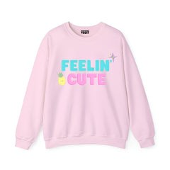 Feelin Cute Printed Women Sweatshirt-Pink