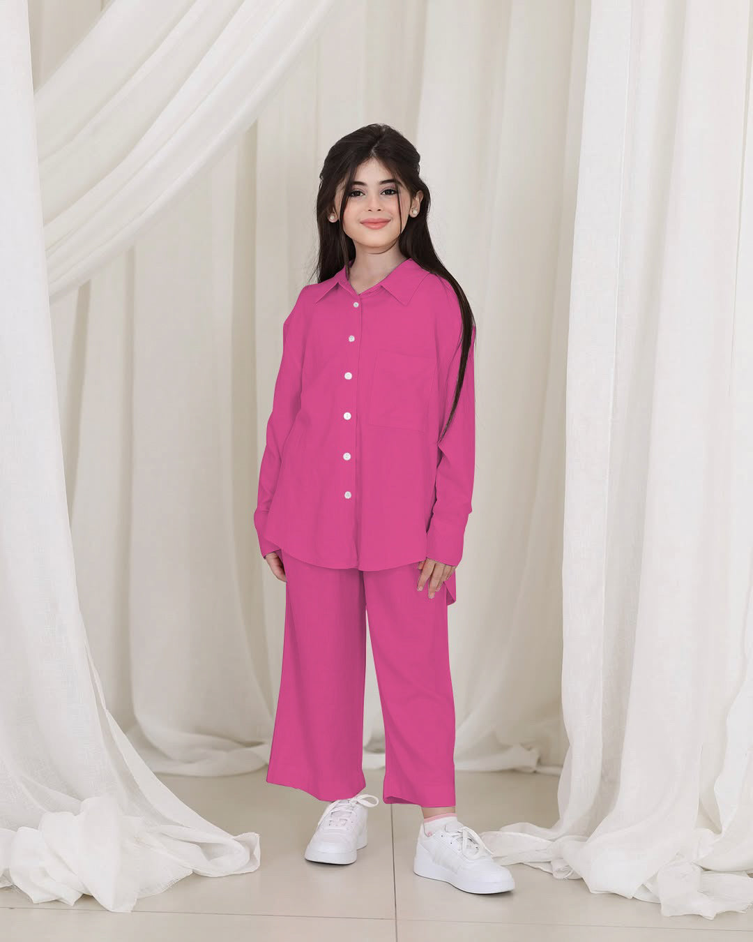 Front Button Girl Two Pieces Co Ord Set