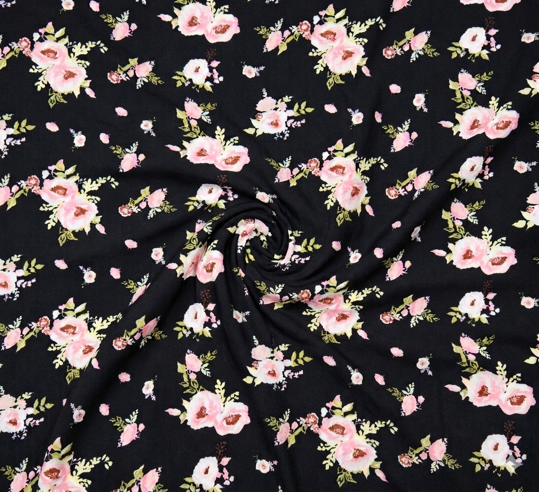 Midnight Floral Print 2 pcs Unstitched Linen