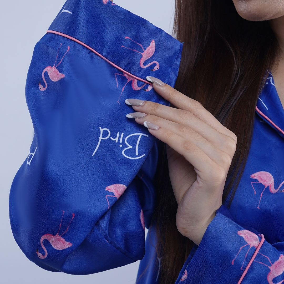 FLAMINGO PRINT MATT SILK PJ SET